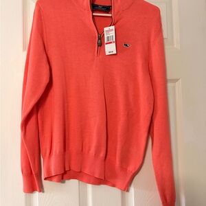 Vineyard Vines Women's Coral Half-Zip Pullover Sweater